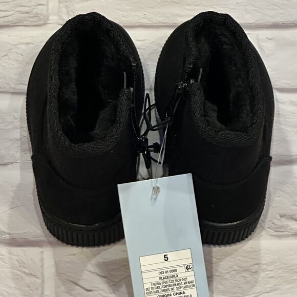 Baby Girl Toddler Cat & Jack Black Arlo Sz 5 Boots Fur Lined Winter Snow - Picture 3 of 6